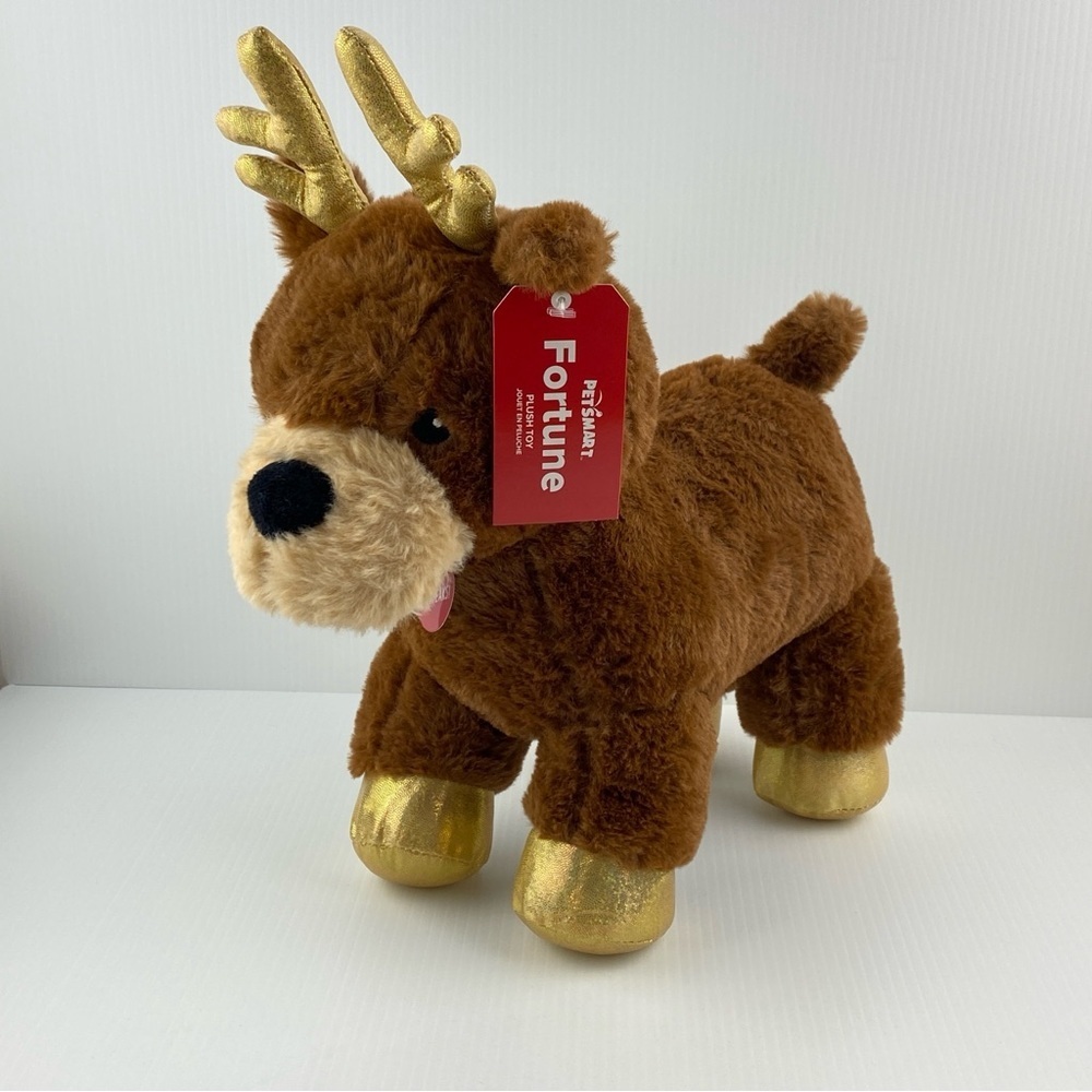 PetSmart Squeak Plush Toy Fortune the Reindeer NEW Brown Dog Toy 11 inches